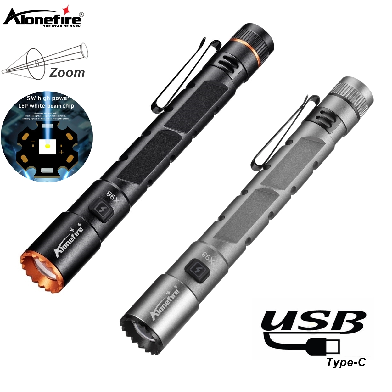 Cycling To Work - Linterna de Bolsillo Alonefire Zoom Mini
