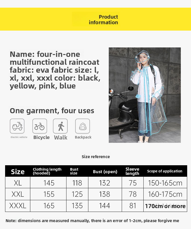 Poncho Impermeable Transparent - Cycling Commute In Rain reseña y precio